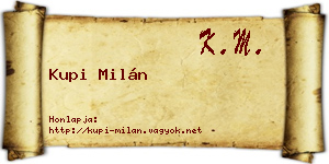 Kupi Milán névjegykártya